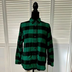 LLBean green/black check flannel